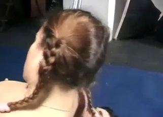 Braided and tanned teen enjoys dad's cock