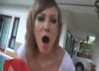 White top short-haired blonde enjoys incest BJs