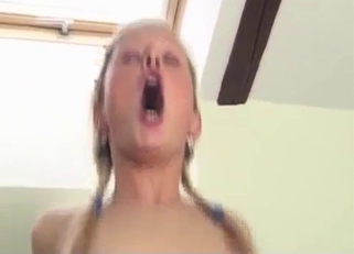 Blond-haired beauty screaming while getting fucked